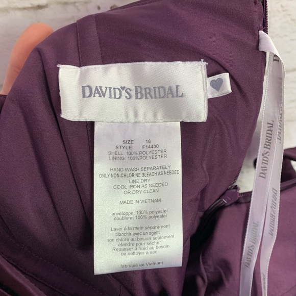 David’s Bridal Satin One Shoulder Plum Gown NWT 16 - Picture 6 of 8